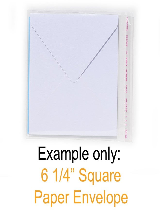 irtree 100 Square 6.5" Crystal Clear Flat Resealable Envelopes - 6 1/2" x 6 1/2" or 6.5 x 6.5 Cello Style Poly Bags with Lip Tape - Fits 6" to 6 1/4” Square Card with or Without a Paper Envelope - Image 4